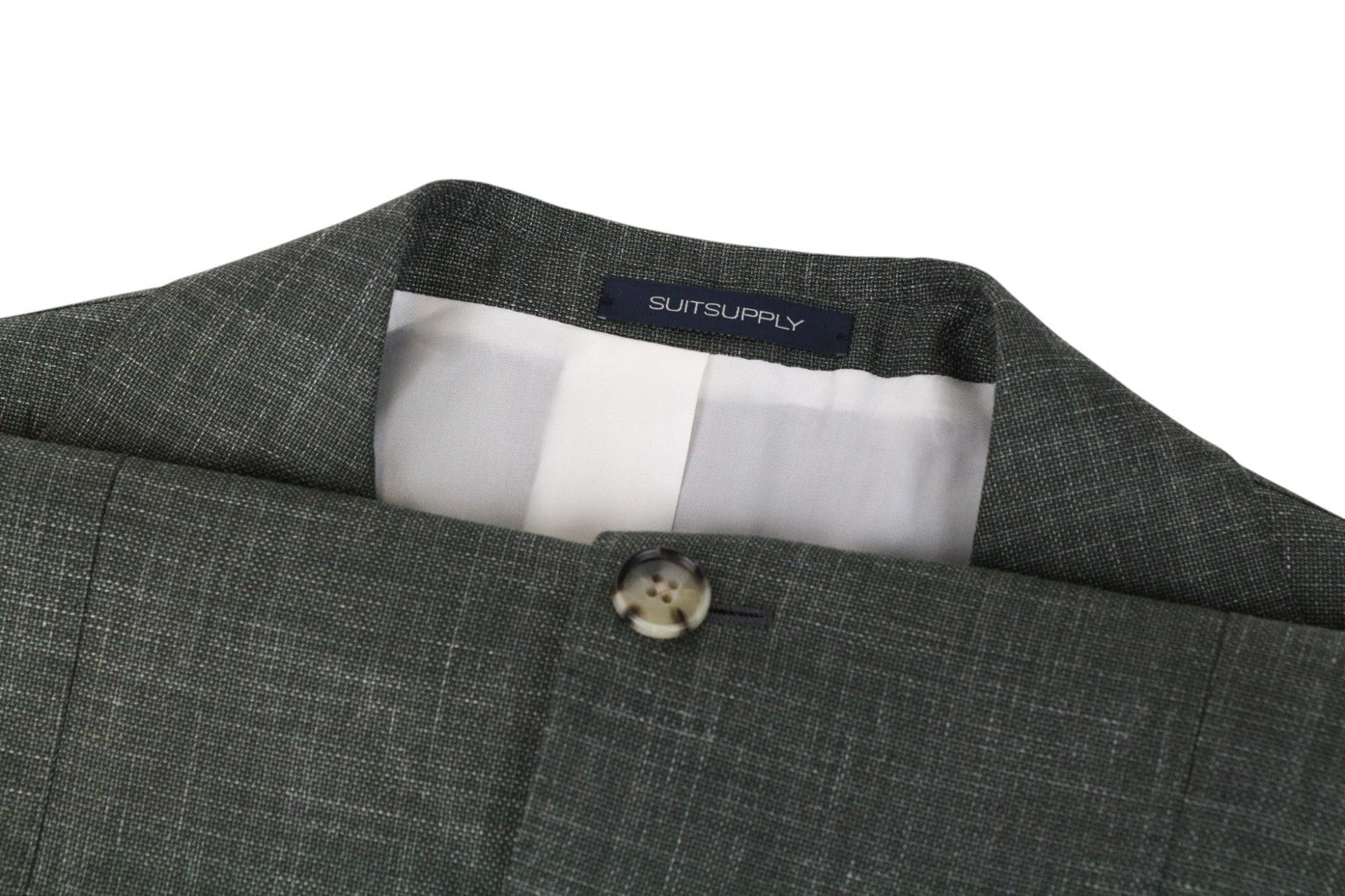 SUITSUPPLY La Spalla Men's Suit UK38L Green Wool Silk Linen 2Pc Single-Breast