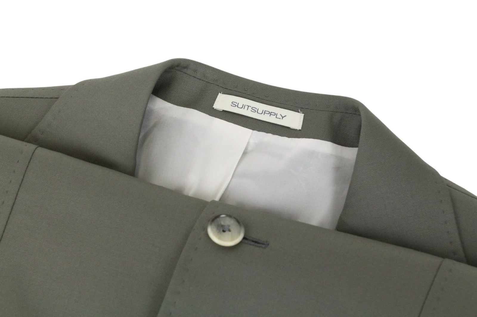 SUITSUPPLY Havana Tulip Men's Suit UK38R Slim Green Pure Wool Super 110's 2Pc