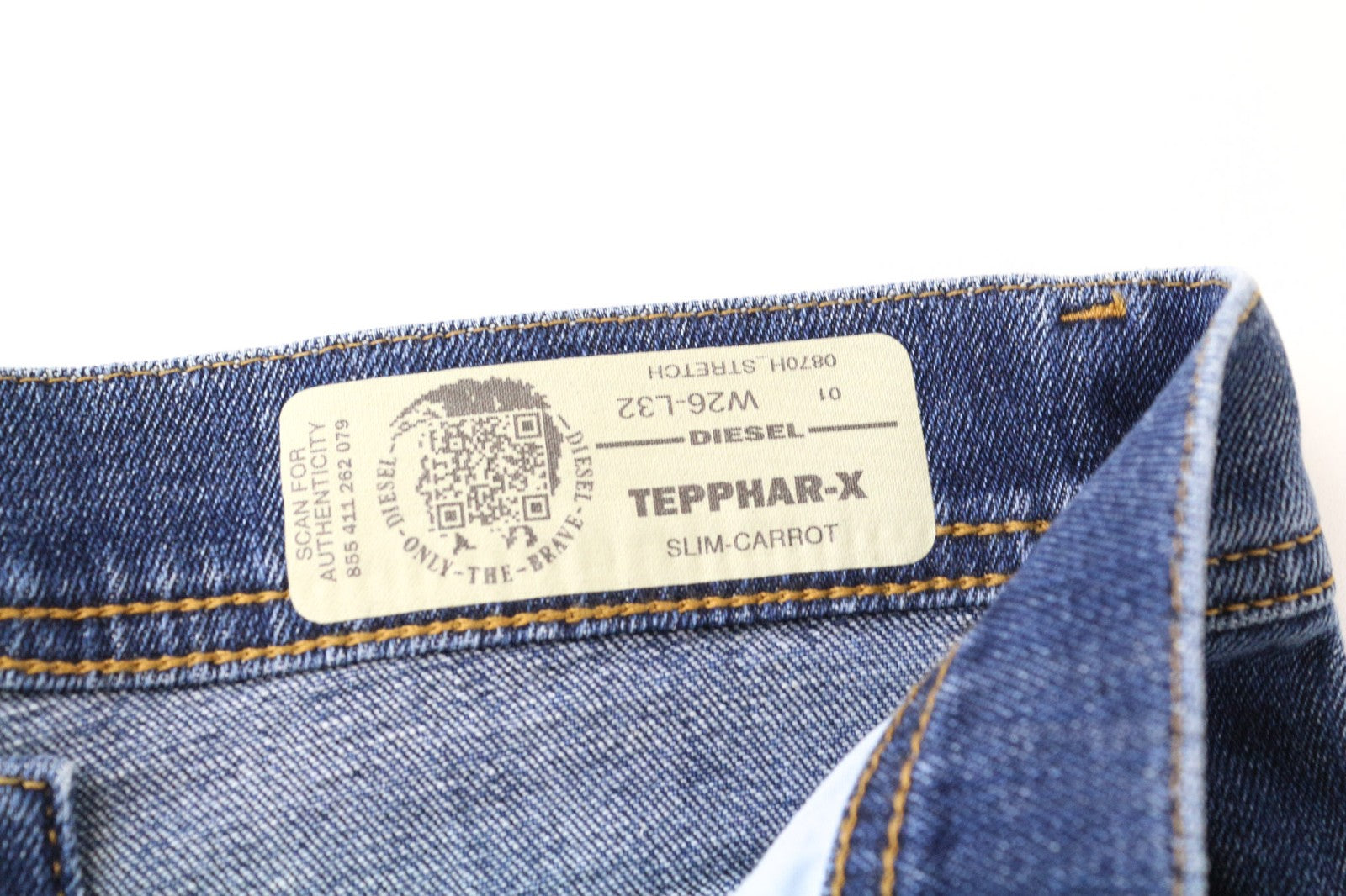 DIESEL Tepphar-X 0870H vyriški batai W26/L32 mėlyni, morkų kirpimo, tamprūs, sendinto stiliaus. 