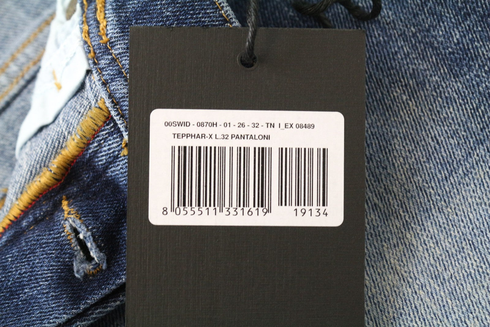 DIESEL Tepphar-X 0870H vyriški batai W26/L32 mėlyni, morkų kirpimo, tamprūs, sendinto stiliaus. 