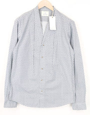 SCOTCH &amp; SODA „Ams Couture“ vyriški XL dydžio balti mėlyni grynos medvilnės marškinėliai su V formos iškirpte ir sagomis 