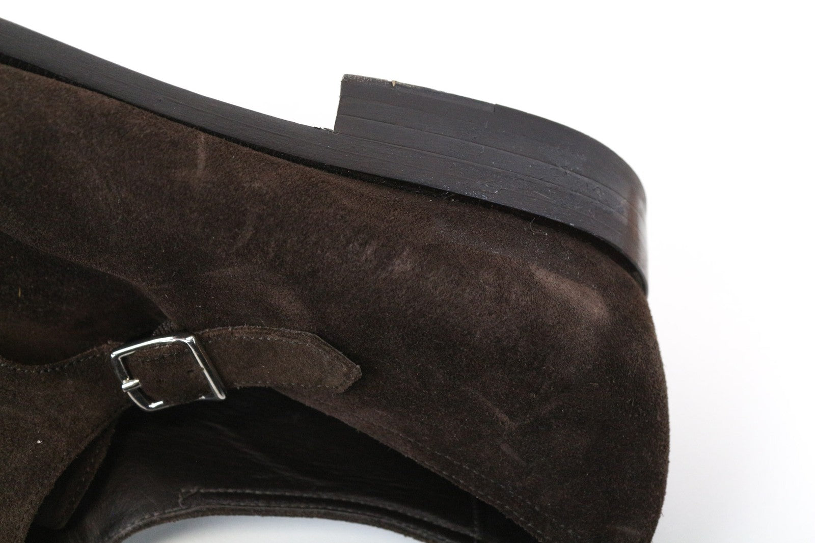 SUITSUPPLY vyriški rudi zomšiniai odiniai žemapadžiai batai su dviguba sagtimi, 44,5 dydžio, vyriški 