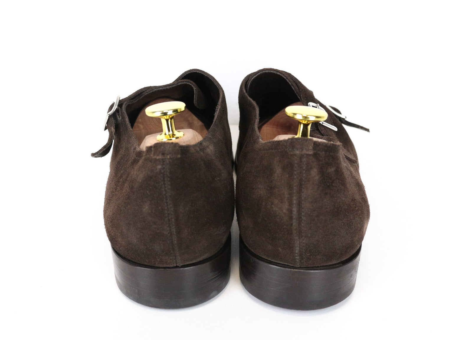 SUITSUPPLY vyriški rudi zomšiniai odiniai žemapadžiai batai su dviguba sagtimi, 44,5 dydžio, vyriški 