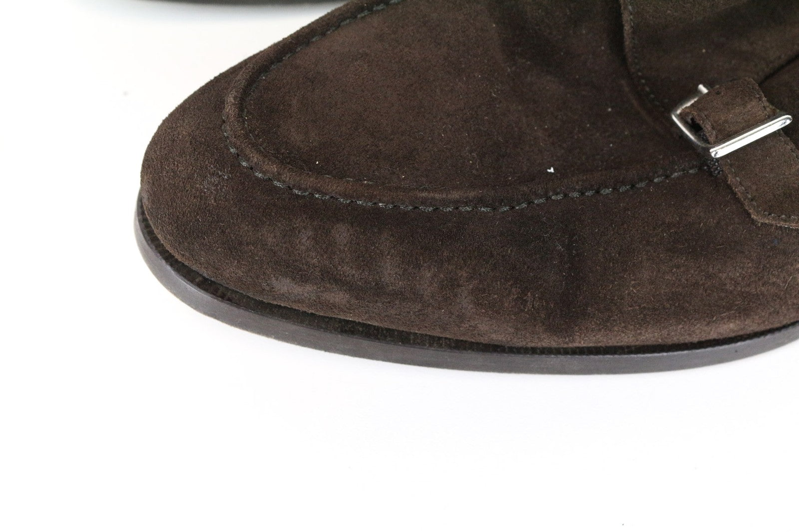 SUITSUPPLY vyriški rudi zomšiniai odiniai žemapadžiai batai su dviguba sagtimi, 44,5 dydžio, vyriški 