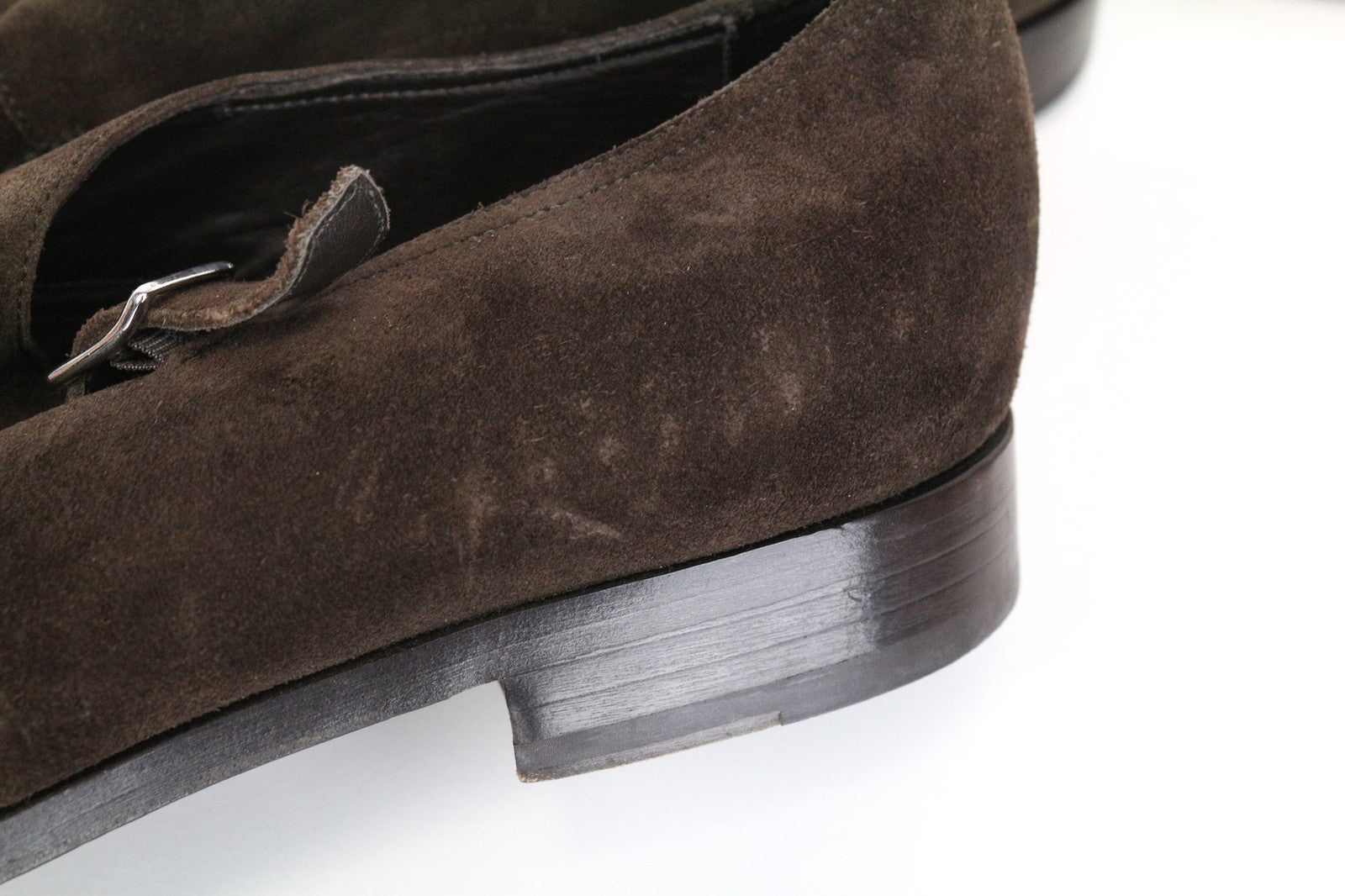 SUITSUPPLY vyriški rudi zomšiniai odiniai žemapadžiai batai su dviguba sagtimi, 44,5 dydžio, vyriški 