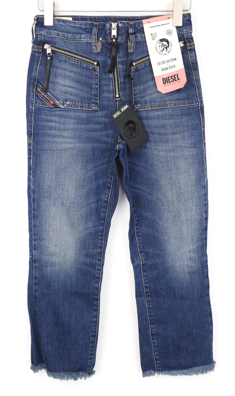 DIESEL D-Earlie 089AR Women's W26/L30 Cropped Slim Fit Blue Cotton Stretch Jeans