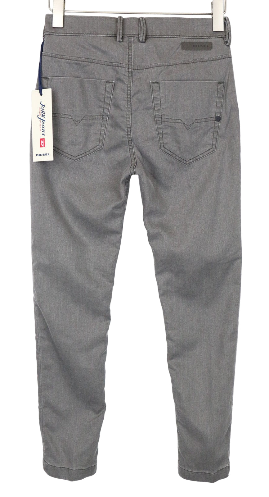 DIESEL Slim-Chino-M-NE 0685E vyriški W26 berniukiški pilki ploni tamprūs sportiniai marškinėliai su džinsiniu audiniu. 