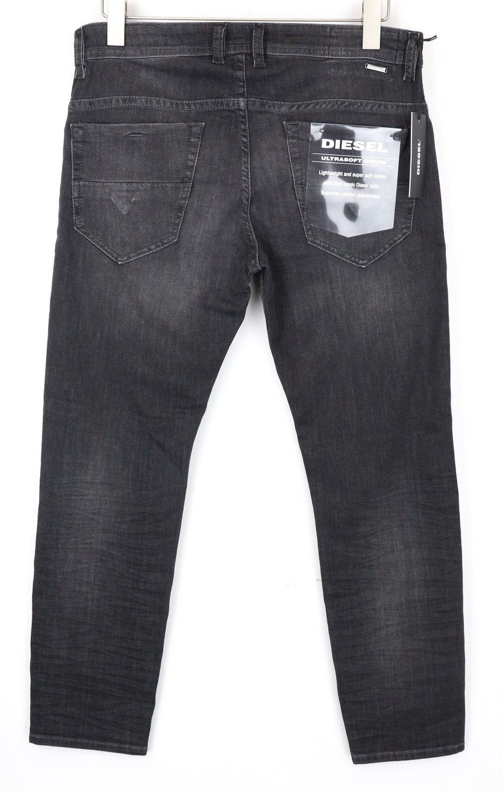 DIESEL Thommer 0687J vyriški W32/L30 pilki ploni-aptempti skalbtos medvilnės tamprūs džinsai