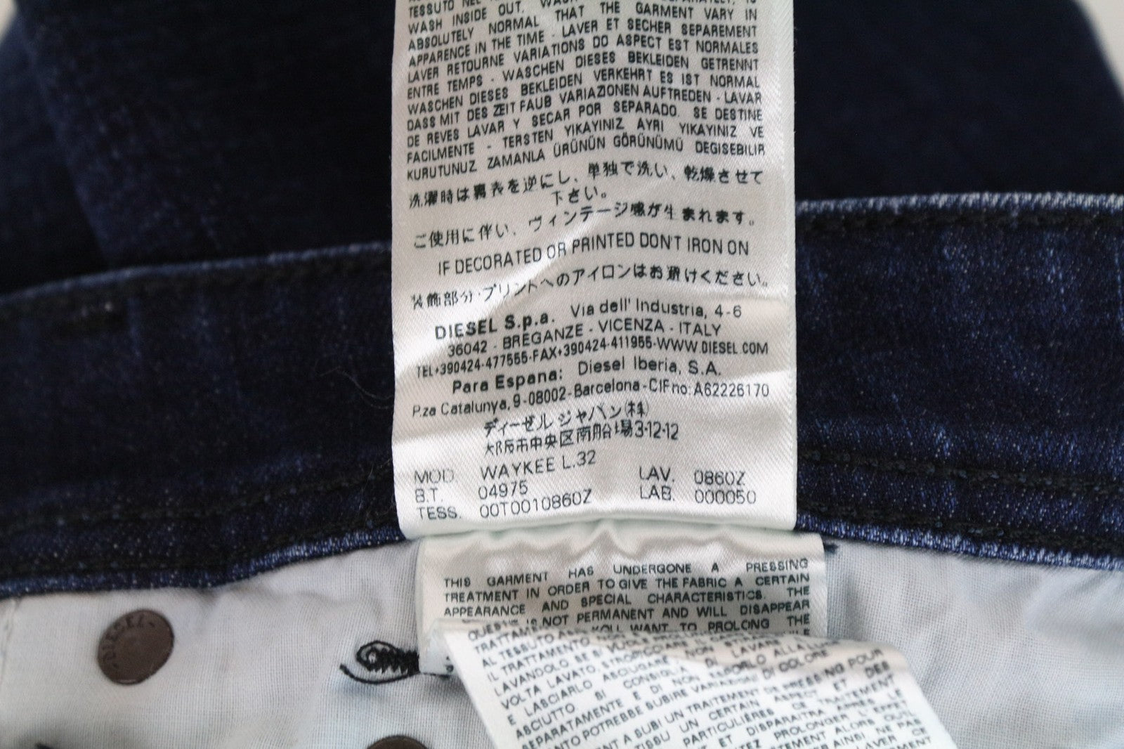 DIESEL Waykee 0860Z vyriški batai berniukams, W27/L32, tiesaus kirpimo, tamprūs, medvilniniai. 