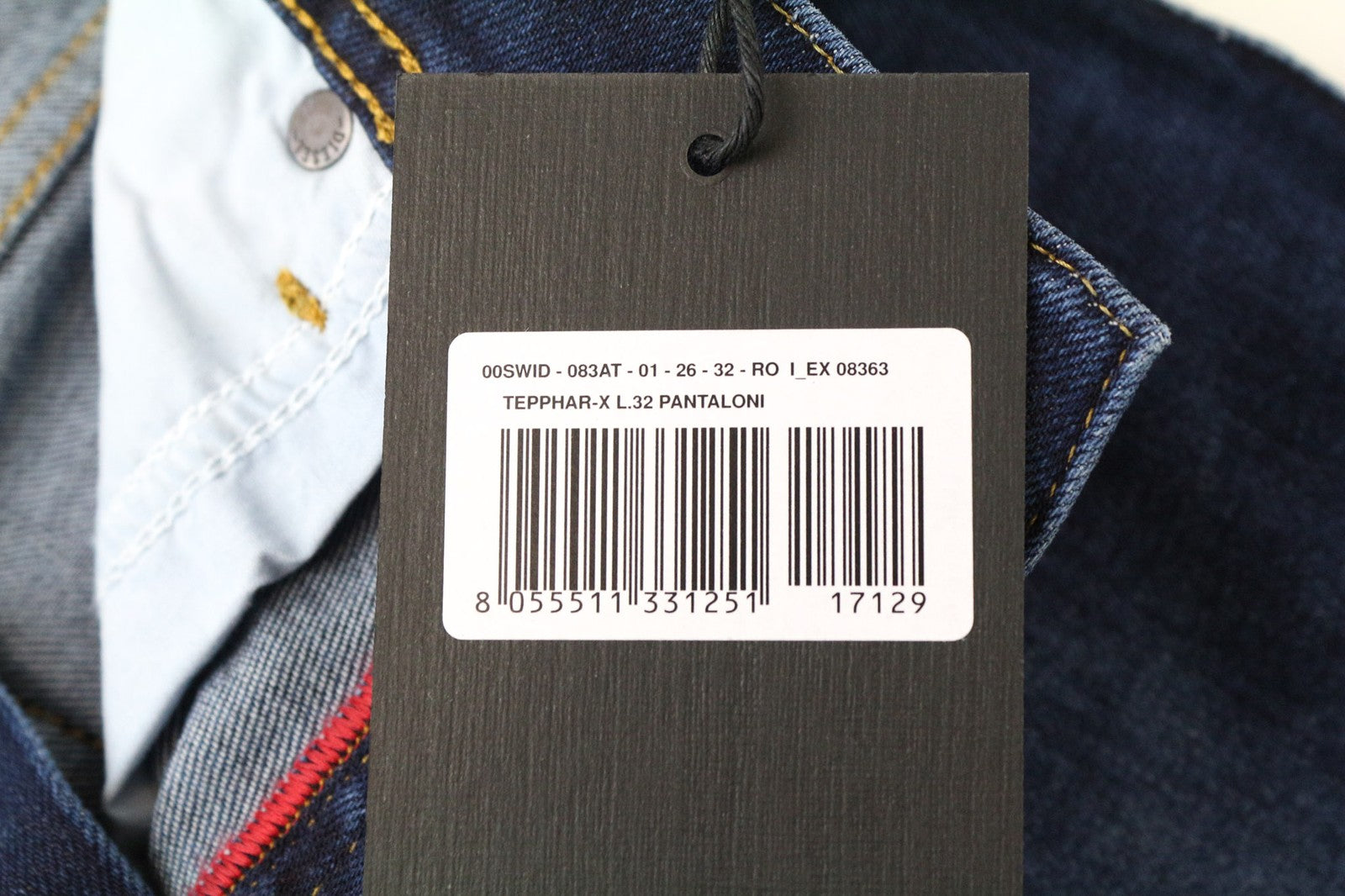 DIESEL Tepphar-X 083AT vyriški W26/L32 berniukiški mėlyni ploni su morkų efekto džinsai 