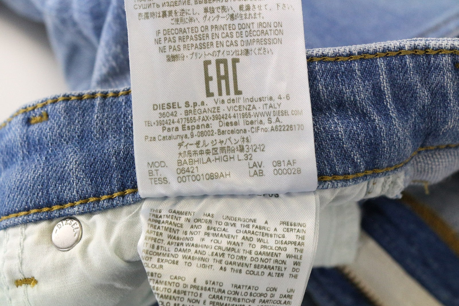 DIESEL Babhila-High 081AF Women's W24/L32 Blue Girls Slim-Skinny Fit Stretch