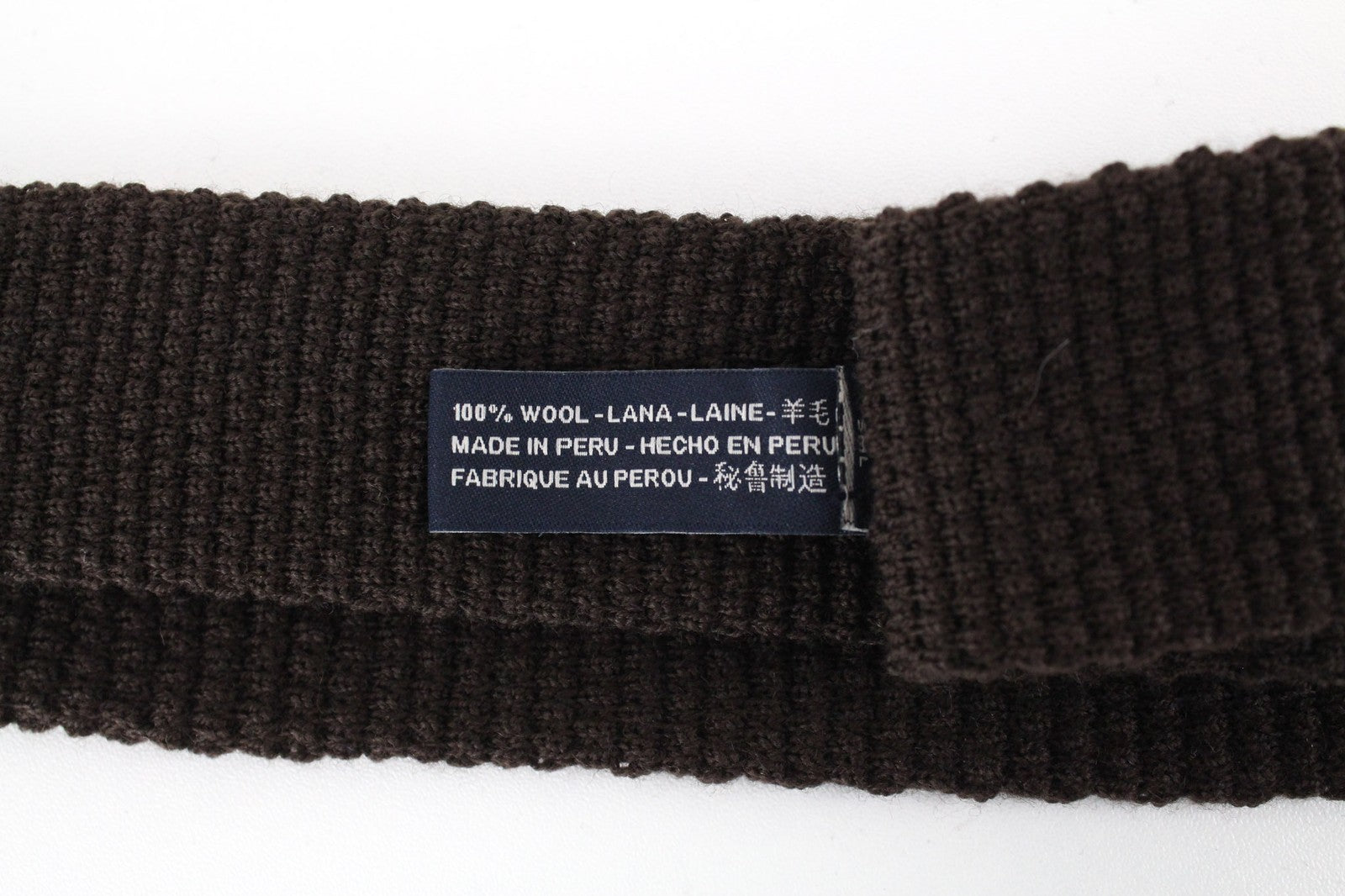 SUITSUPPLY vyriškas kaklaraištis ~150x8 cm tamsiai rudas grynos vilnos megztas kvadratiniais galais formalus