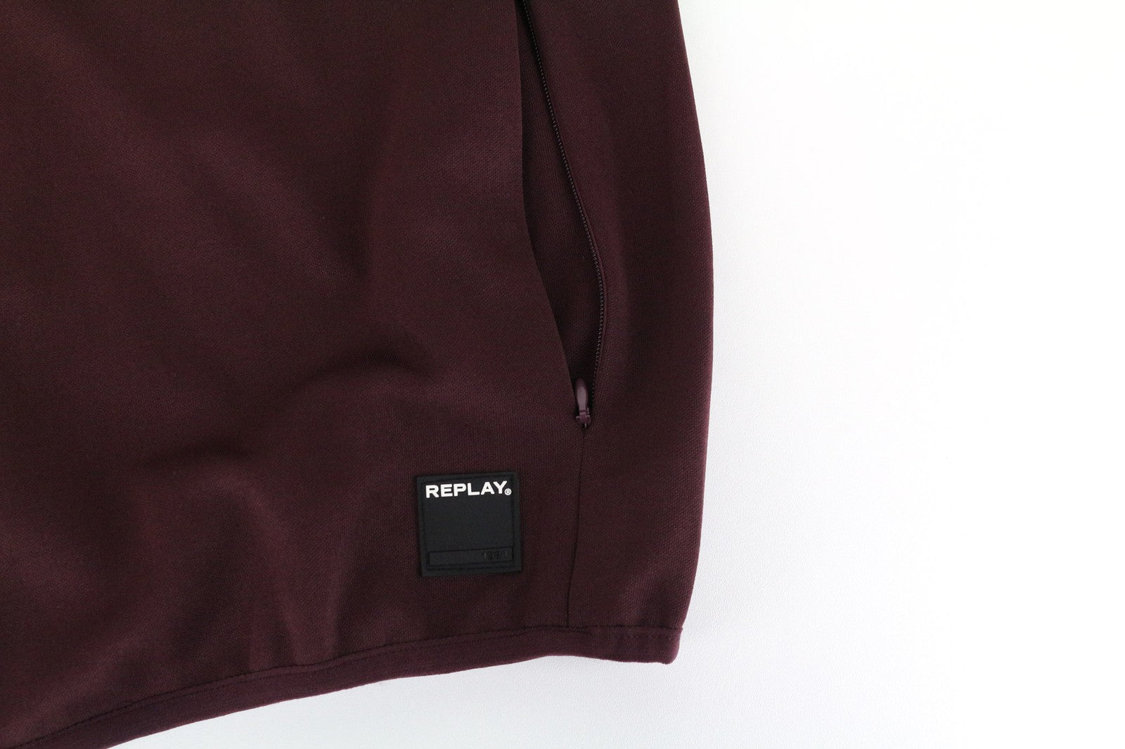 REPLAY riboto leidimo vyriškas XL dydžio bordo raudonos spalvos laisvalaikio džemperis ilgomis rankovėmis su užtrauktuku 
