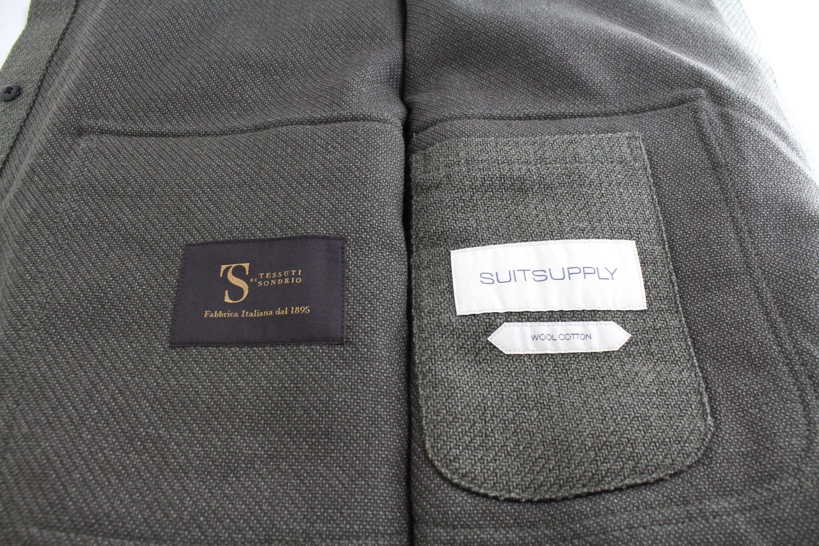 SUITSUPPLY William Men's UK44R Green Wool Cotton Mix Lightweight Casual Jacket