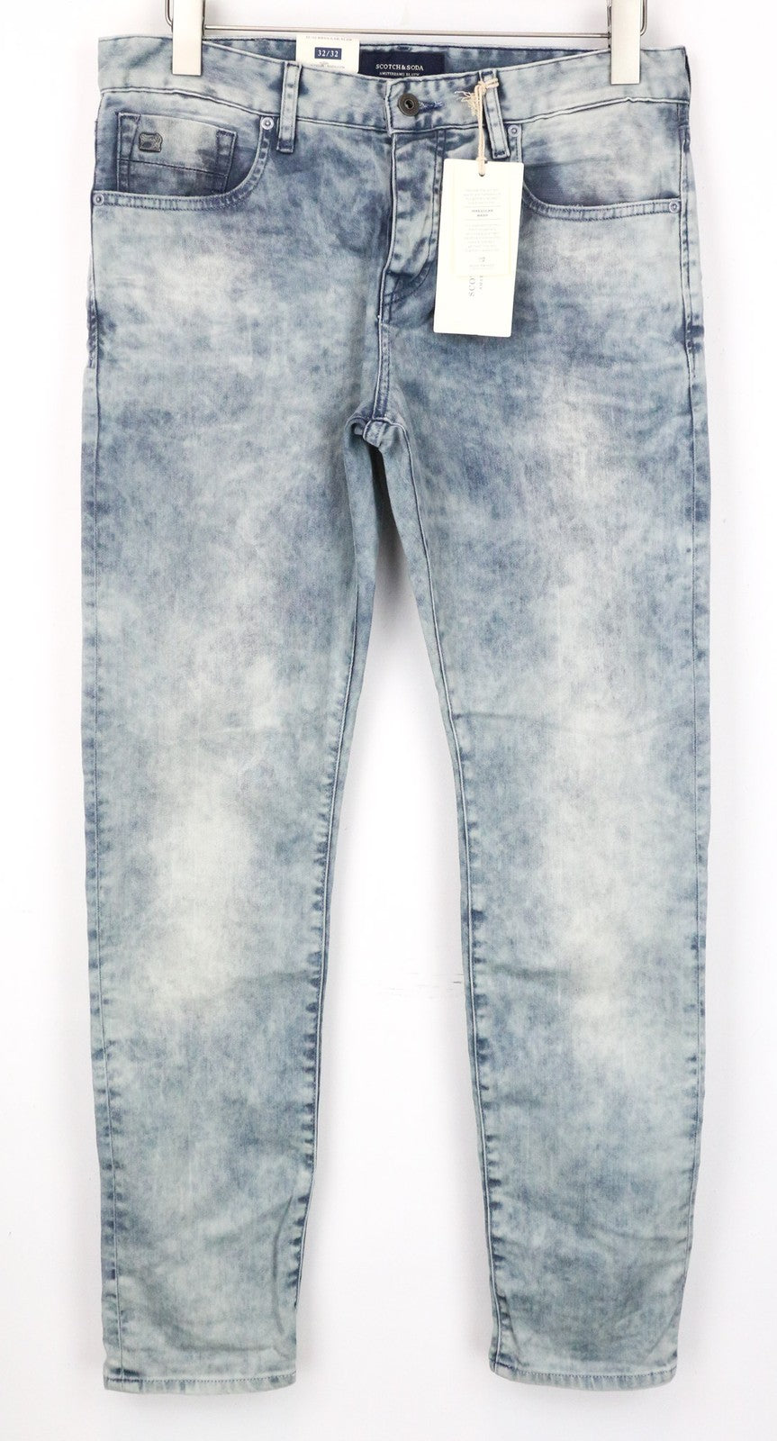 SCOTCH &amp; SODA Ralston vyriški W32/L32 mėlyni, prigludę, tamprūs medvilniniai džinsai 