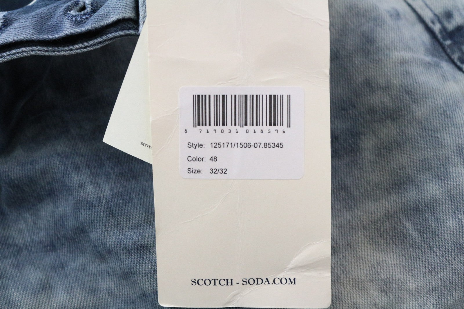 SCOTCH &amp; SODA Ralston vyriški W32/L32 mėlyni, prigludę, tamprūs medvilniniai džinsai 