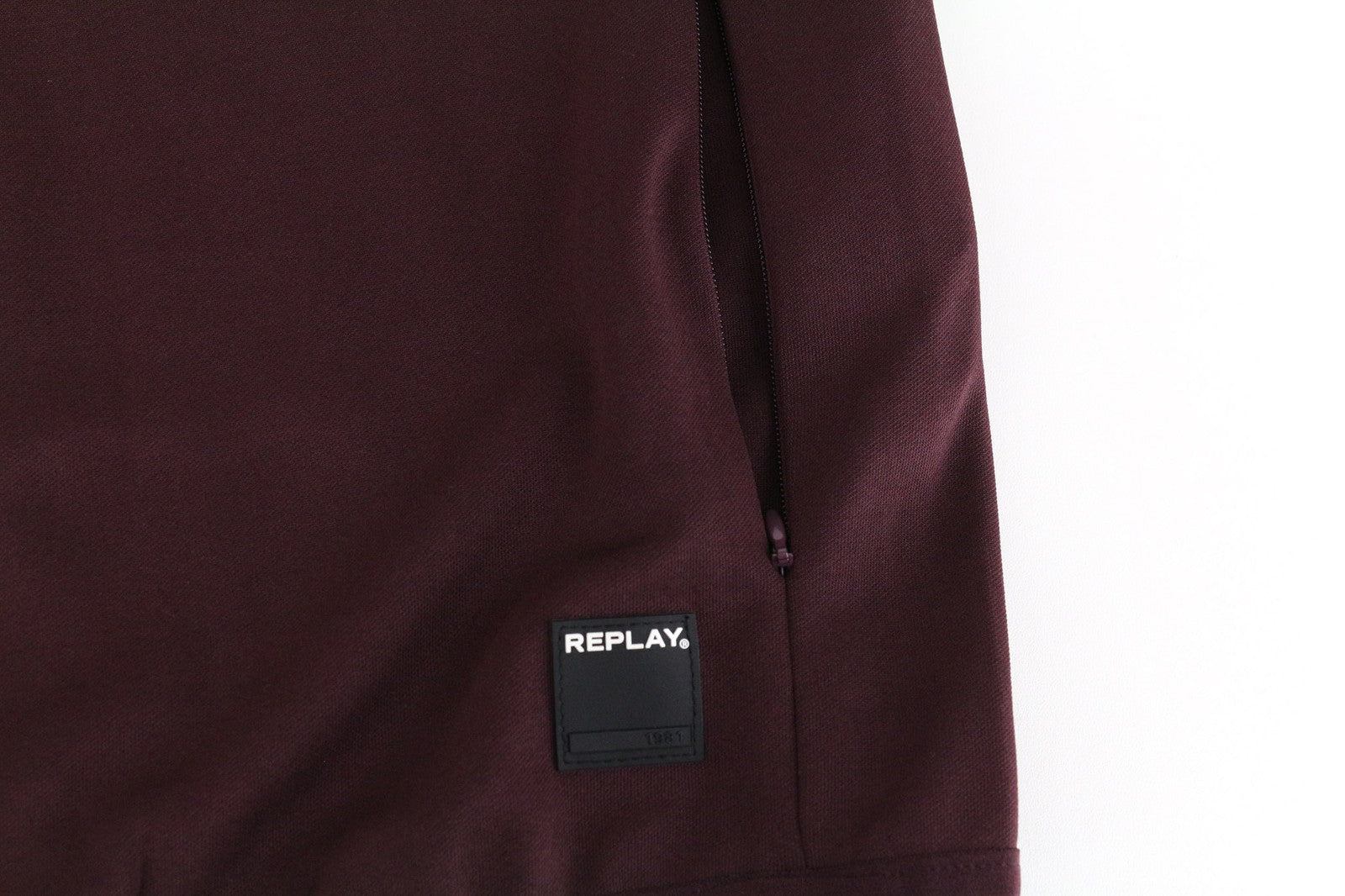 REPLAY riboto leidimo vyriškas XL dydžio bordo spalvos džemperis su užtrauktuku ilgomis rankovėmis laisvalaikio stiliaus 