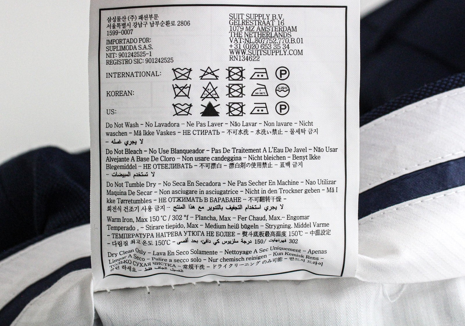 SUITSUPPLY Sienna Men's UK46R Blue Pure Wool Super 130's Lined 3 Piece Formal