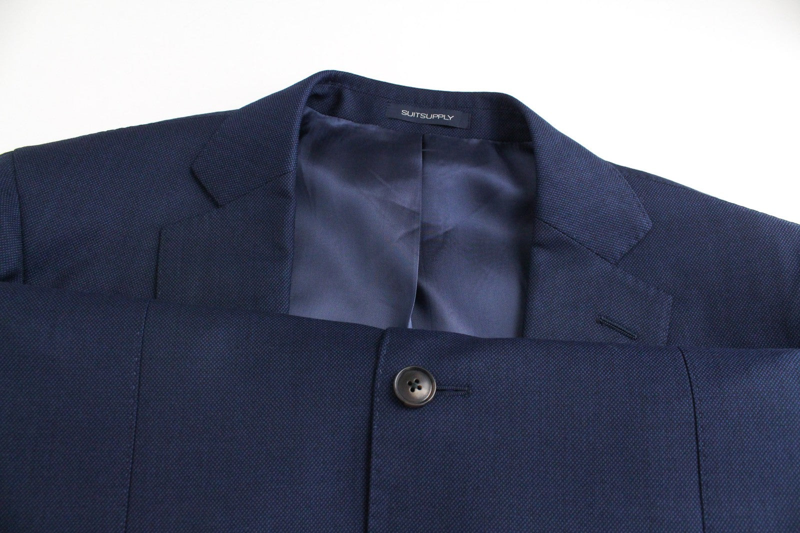 SUITSUPPLY Sienna Men's UK46R Blue Pure Wool Super 130's Lined 3 Piece Formal