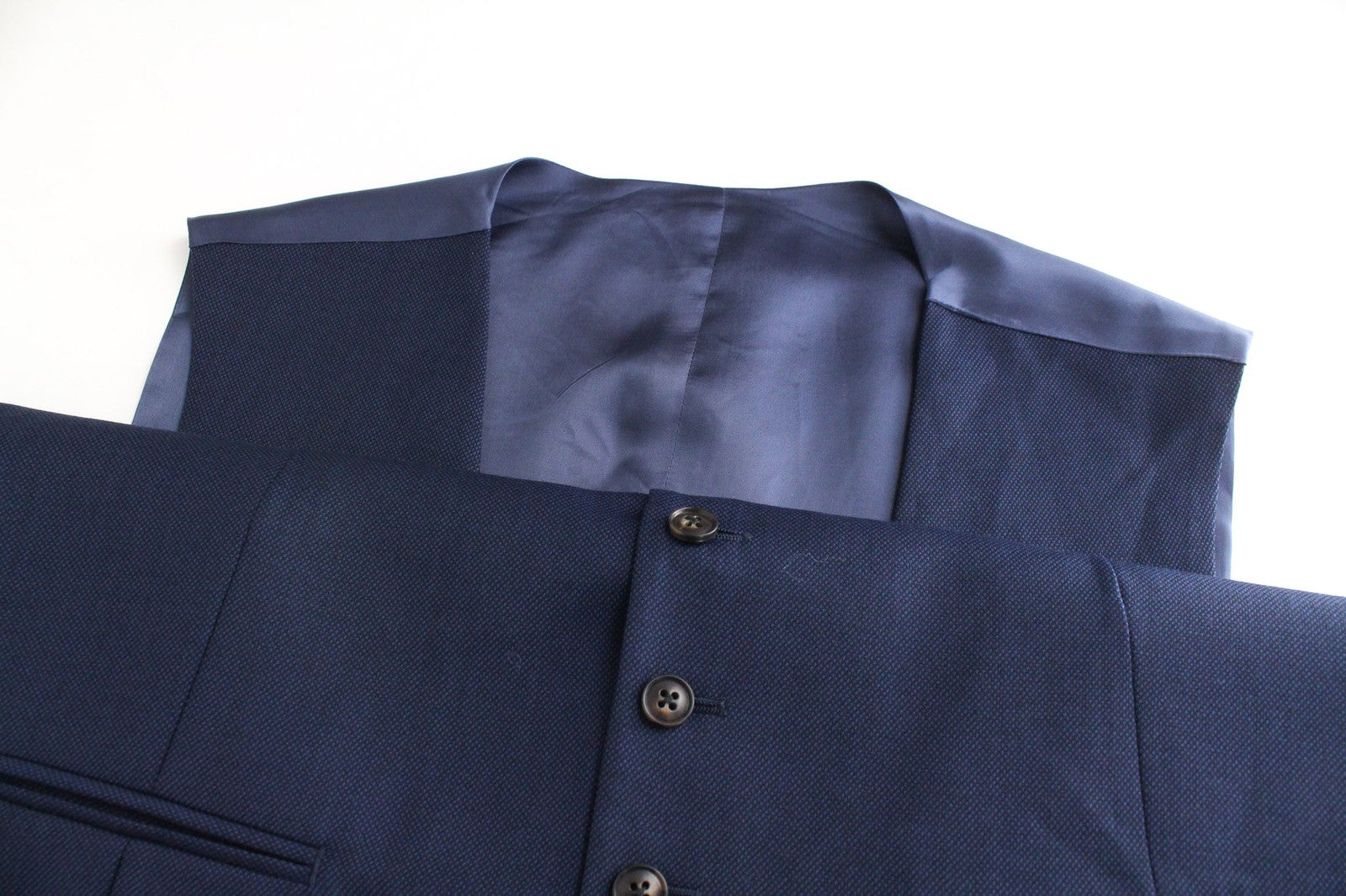 SUITSUPPLY Sienna Men's UK46R Blue Pure Wool Super 130's Lined 3 Piece Formal