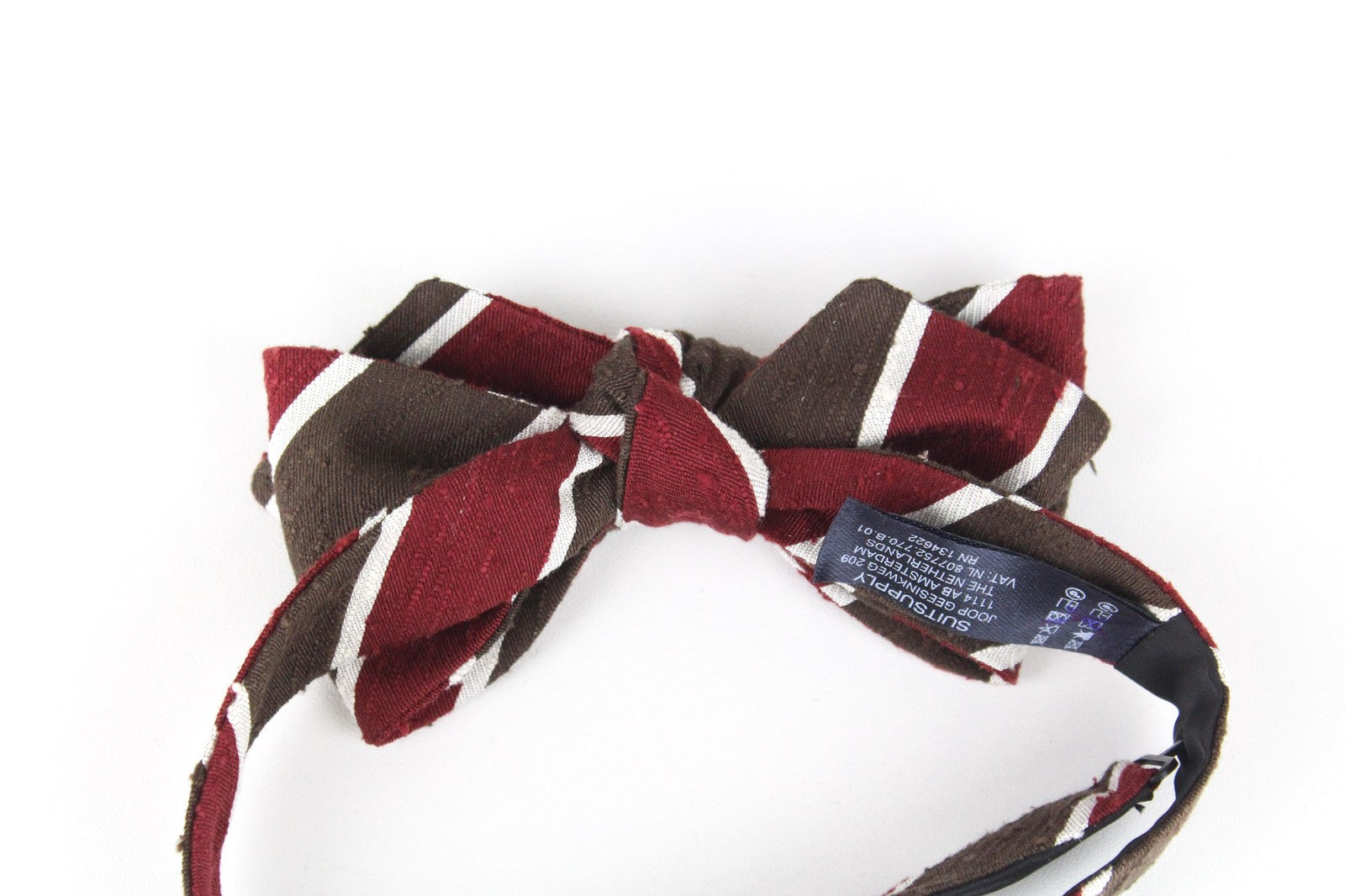 SUITSUPPLY vyriškas kaklaraištis, vieno dydžio, rudas, dryžuotas, šilkinis, užrišamas, formalus kaspinas 