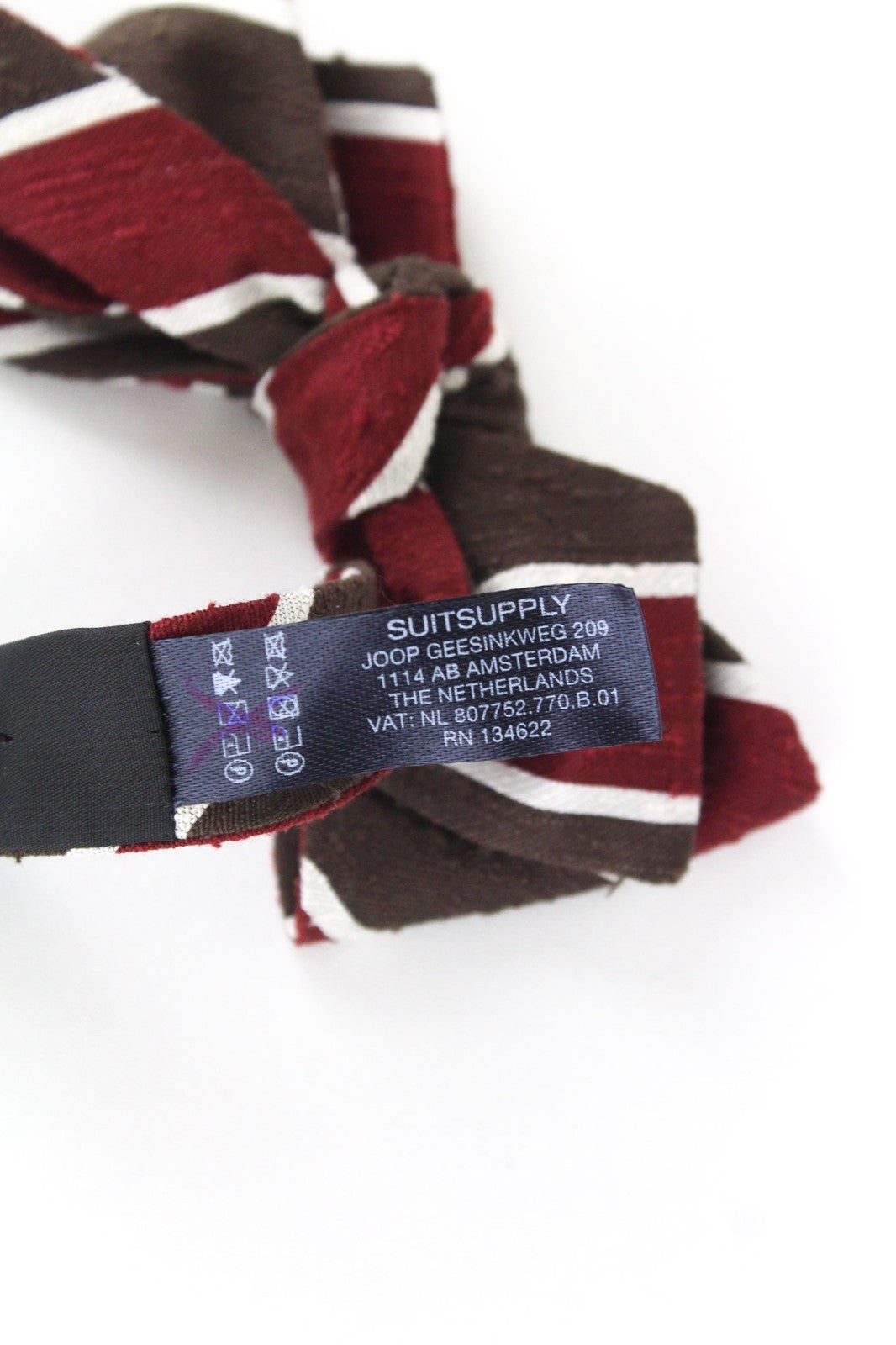 SUITSUPPLY vyriškas kaklaraištis, vieno dydžio, rudas, dryžuotas, šilkinis, užrišamas, formalus kaspinas 