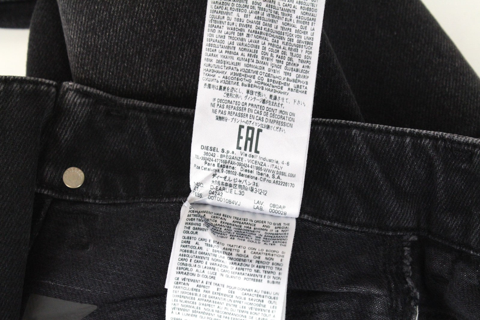 DIESEL D-Earlie 080AP Women's Jeans W25/L30 Black Stretch Slim Fit High Waist