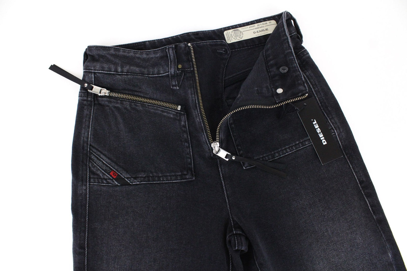 DIESEL D-Earlie 080AP Women's Jeans W25/L30 Black Stretch Slim Fit High Waist