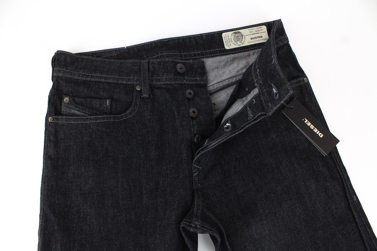 DIESEL Buster R8W58 vyriški džinsai W29/L30 juodi, ploni, tamprūs, siaurėjantys 