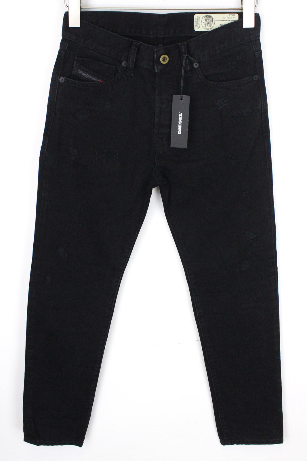 DIESEL Mharky 088AD vyriški džinsai W26/L32 juodi, ploni, aptempti berniukiški, netempiamo kirpimo 