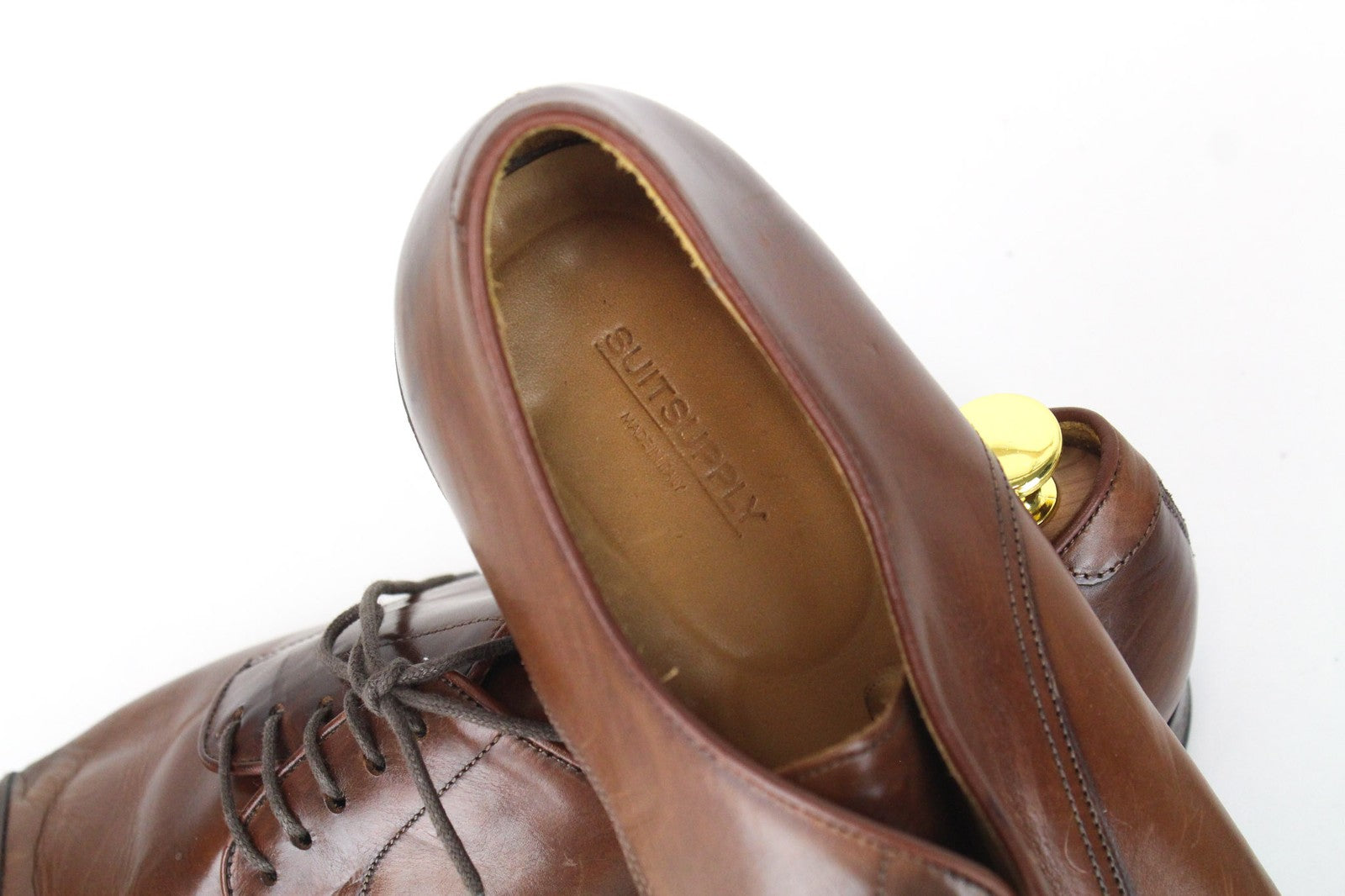 SUITSUPPLY Men's Shoes EU43.5 Mid Brown Derby Pure Calf Leather Lace Ups