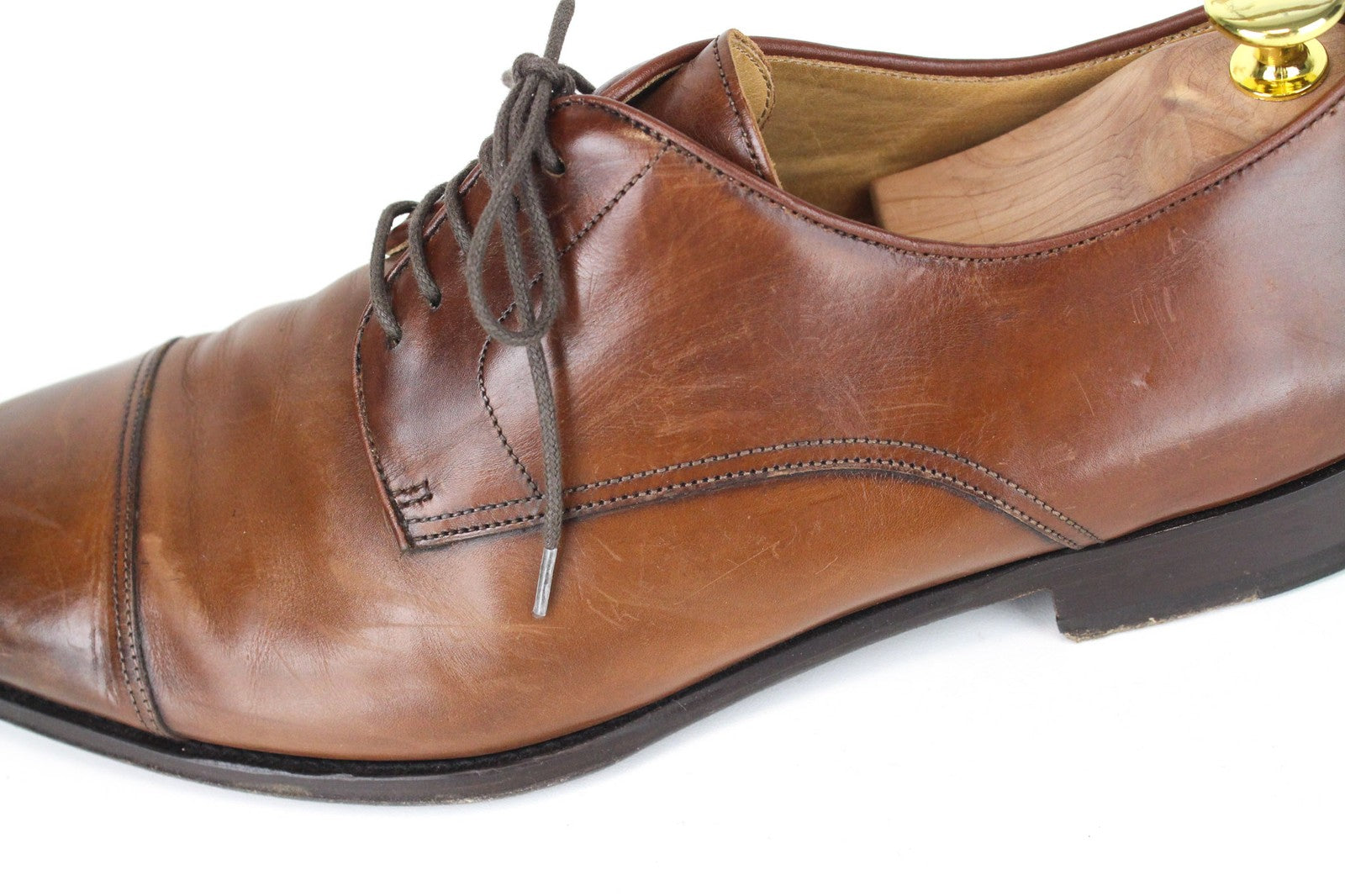 SUITSUPPLY Men's Shoes EU43.5 Mid Brown Derby Pure Calf Leather Lace Ups