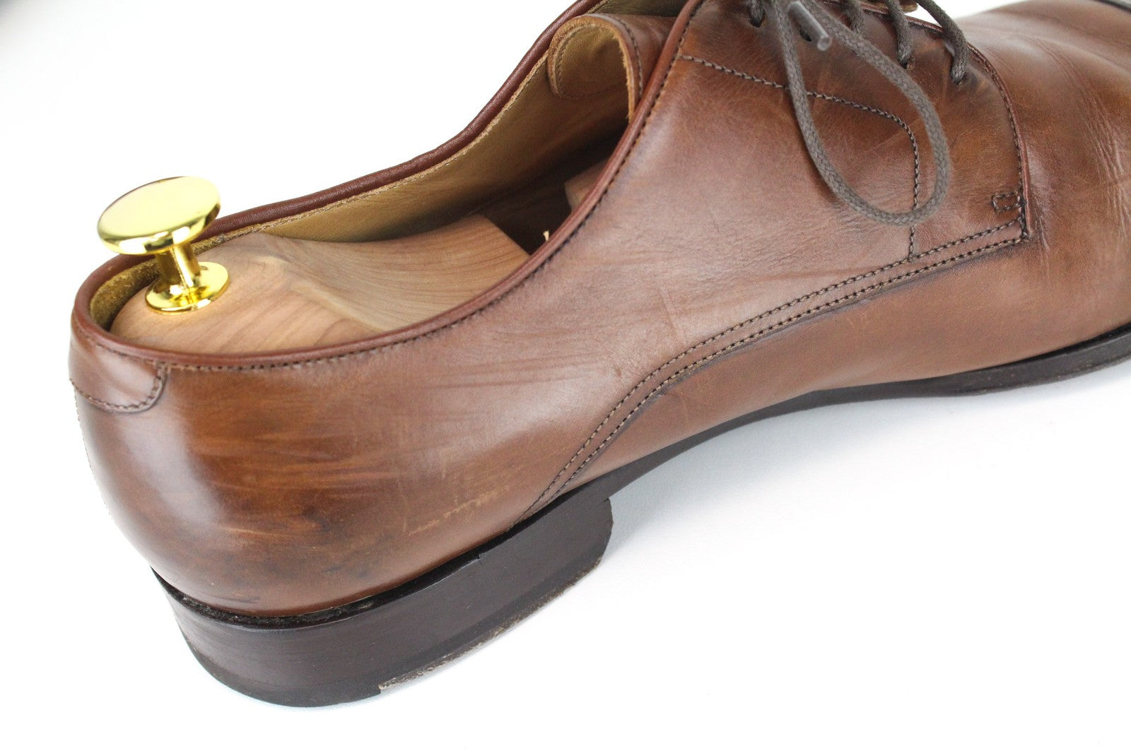 SUITSUPPLY Men's Shoes EU43.5 Mid Brown Derby Pure Calf Leather Lace Ups