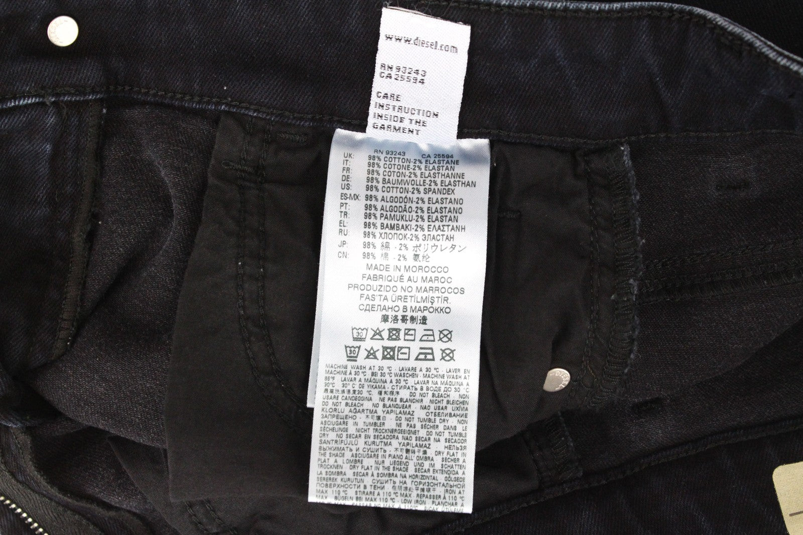 DIESEL D-Eiselle 069GL Women's Jeans W24/L30 Black Stretch Straight High Rise