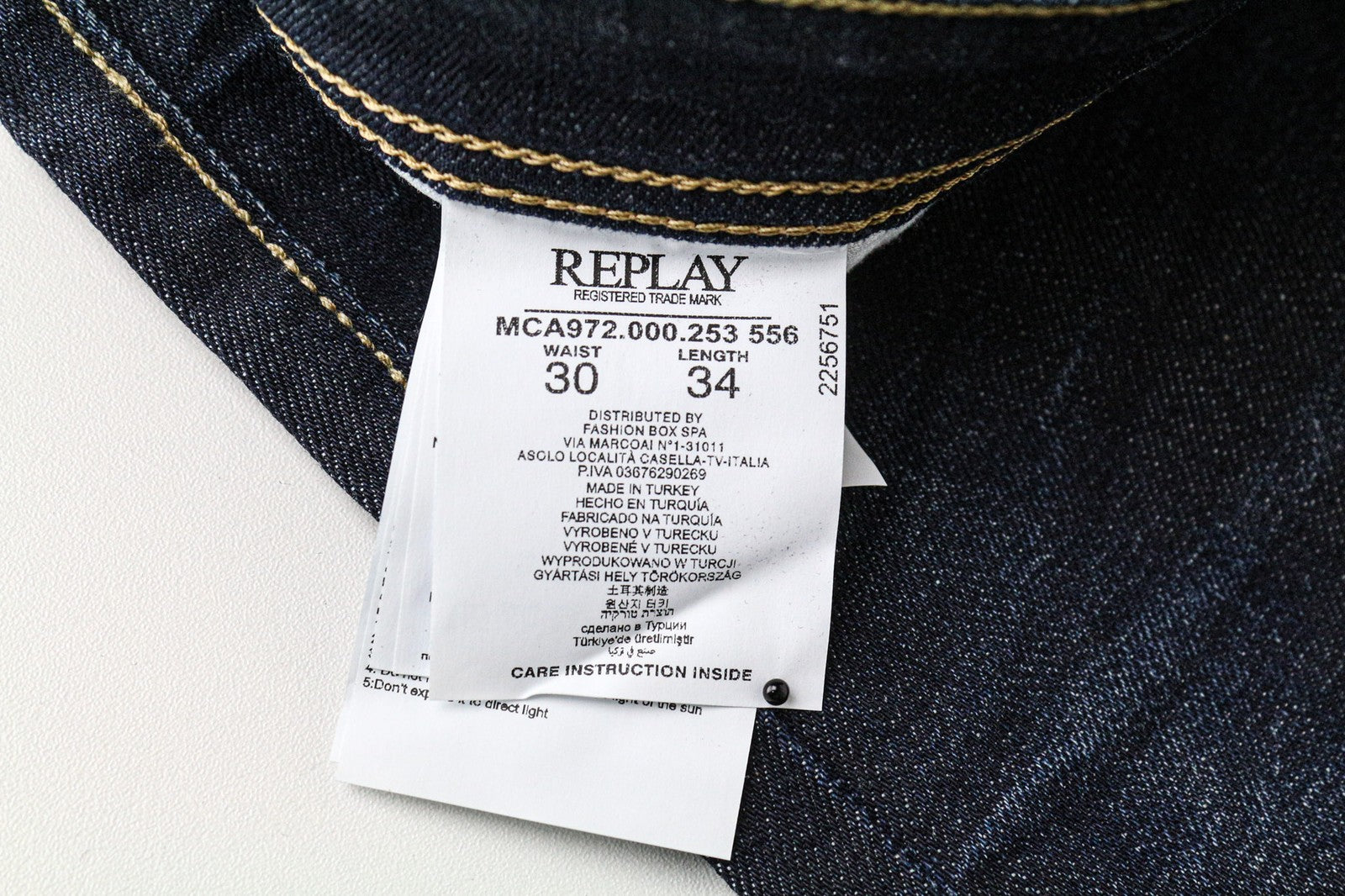 REPLAY Grover vyriški džinsai W30/L34 Selvedge tiesūs mėlyni tamprūs medvilniniai džinsai 