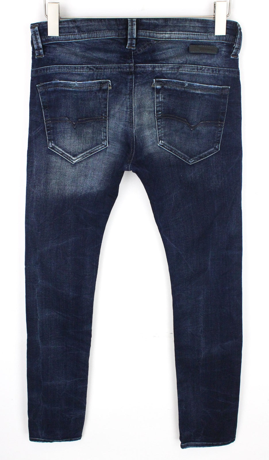 DIESEL Thavar-NE R060S vyriški džinsai W28 mėlyni, apdriskę, ploni, morkų spalvos, sportiniai. 