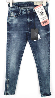 DIESEL Slandy-Zip 069GW moteriški džinsai W25/L32 vidutinio mėlynumo, aptempti, tamprūs 