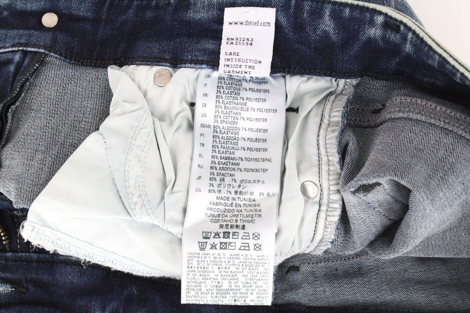 DIESEL Slandy-Zip 069GW moteriški džinsai W25/L32 vidutinio mėlynumo, aptempti, tamprūs 