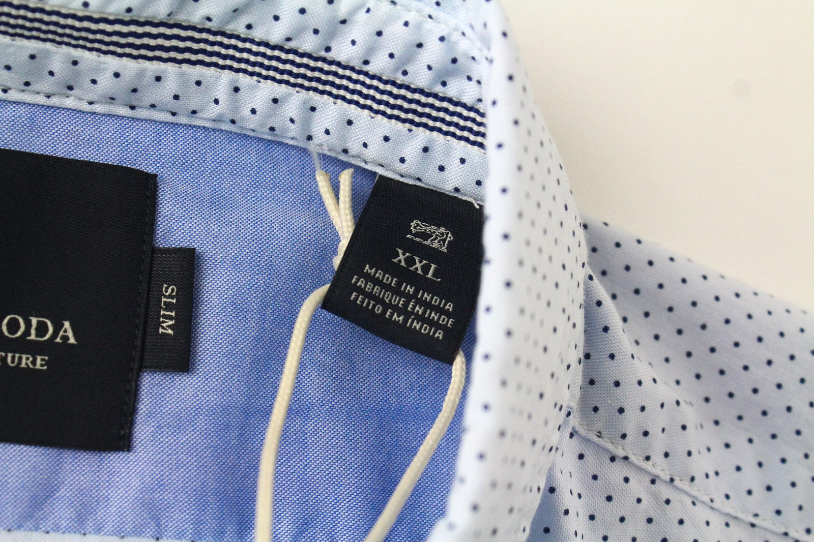 SCOTCH &amp; SODA vyriški marškinėliai su mėlynais taškeliais ir melanžu, siaurėjantys, 2XL dydžio, su sagomis 