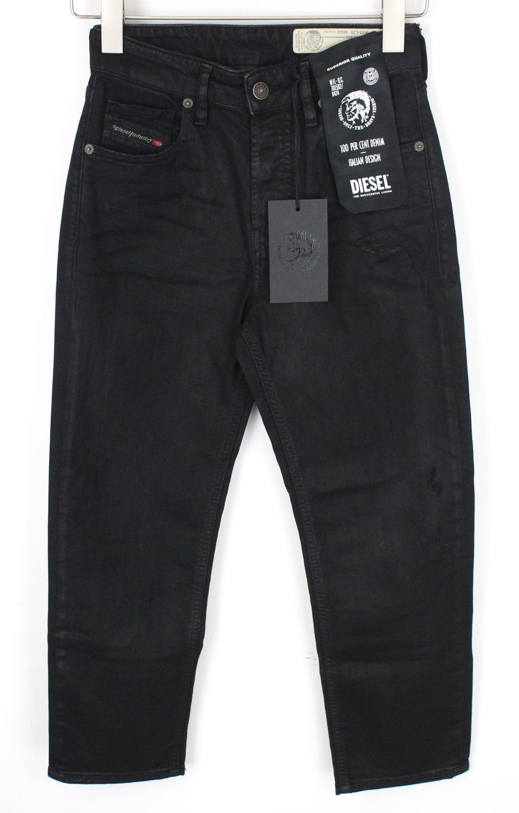 DIESEL Aryel 069JD moteriški džinsai W23/L30 juodi, tamprūs, tiesūs, mergaitiški, su sagomis 