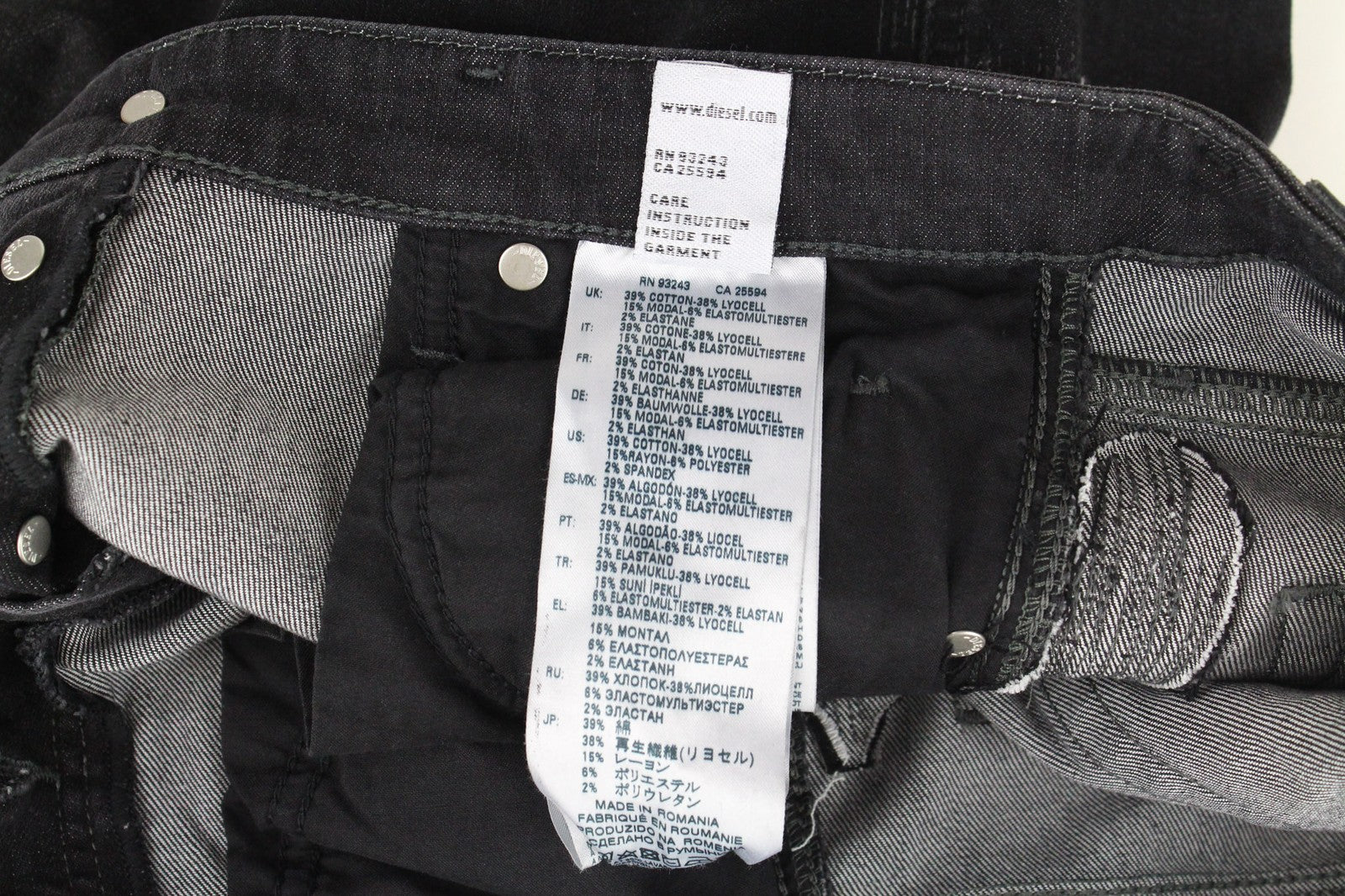 DIESEL Babhila 084YT Women's W24/L32 Grey Slim Skinny Stretch Distressed Jeans