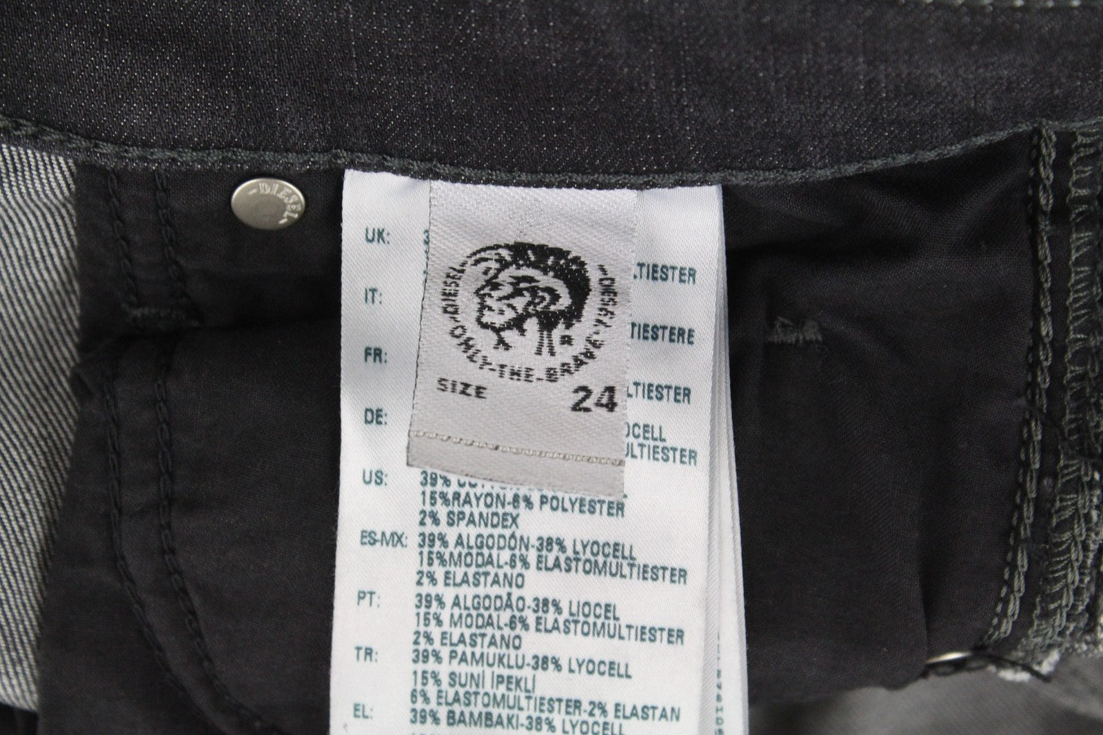 DIESEL Babhila 084YT Women's W24/L32 Grey Slim Skinny Stretch Distressed Jeans