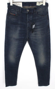 DIESEL D-Vider 084AU Men's W28/L30 Dark Blue Stretch Button Carrot Fit Jeans
