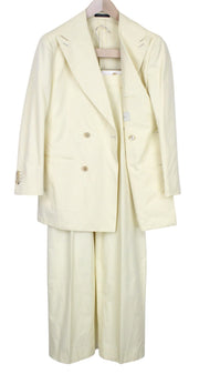 SUITSUPPLY La Spalla Men's UK38S Double-Breasted Light Yellow Cotton Suit 2Pc