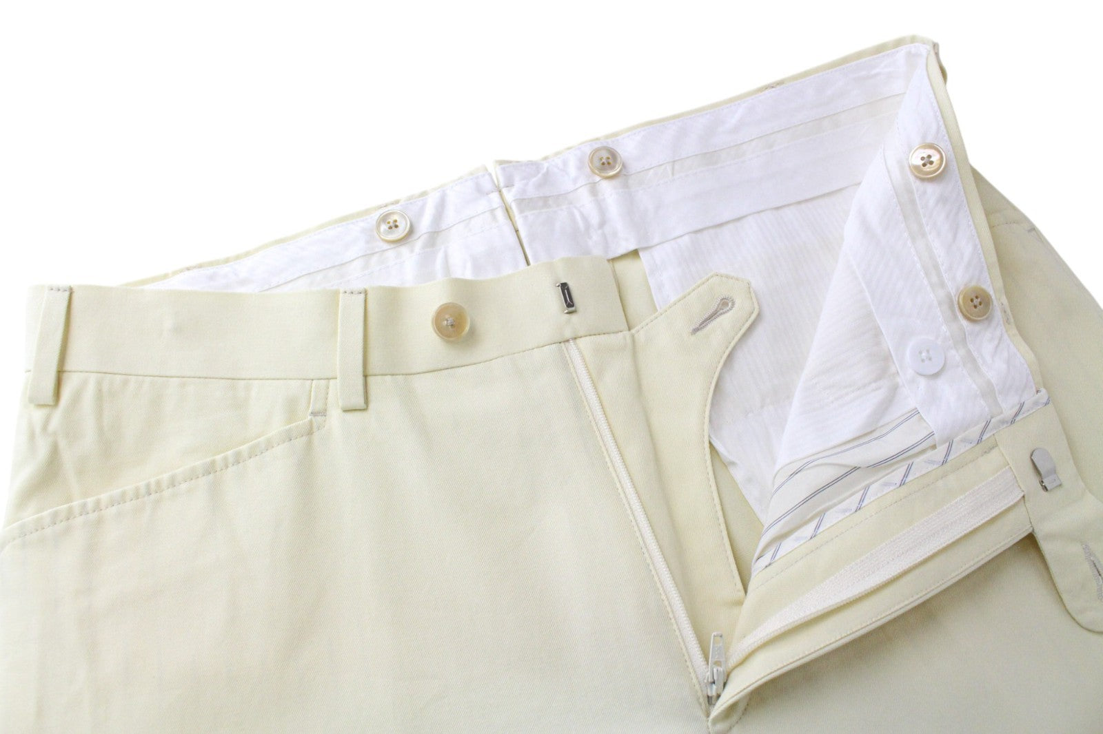 SUITSUPPLY La Spalla Men's UK38S Double-Breasted Light Yellow Cotton Suit 2Pc