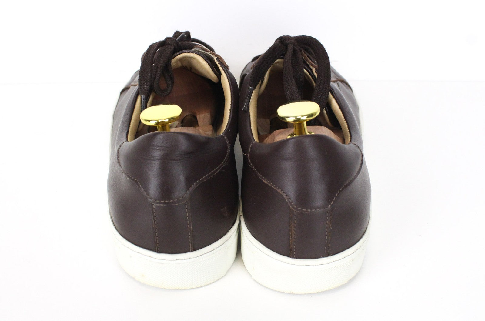 SUITSUPPLY vyriški tamsiai rudi odiniai sportbačiai su žemais kulnais, EU43, su raišteliais 