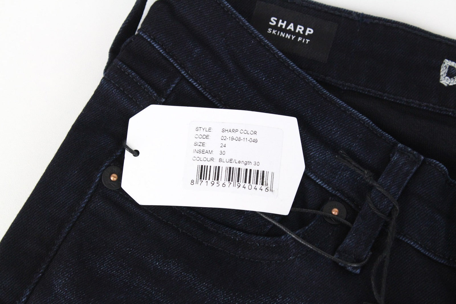 DENHAM Sharp Women's W24/L30 Dark Blue Zipped Skinny Stretch Classic Jeans