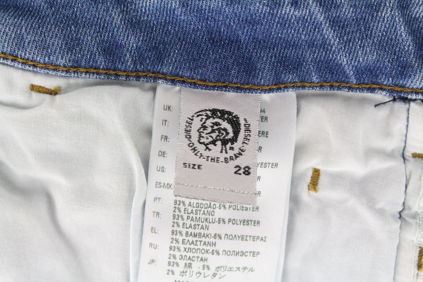 DIESEL D-Bazer 087AQ vyriški W28/L32 išblukintos mėlynos spalvos siaurėjantys tamprūs džinsai su sagomis 