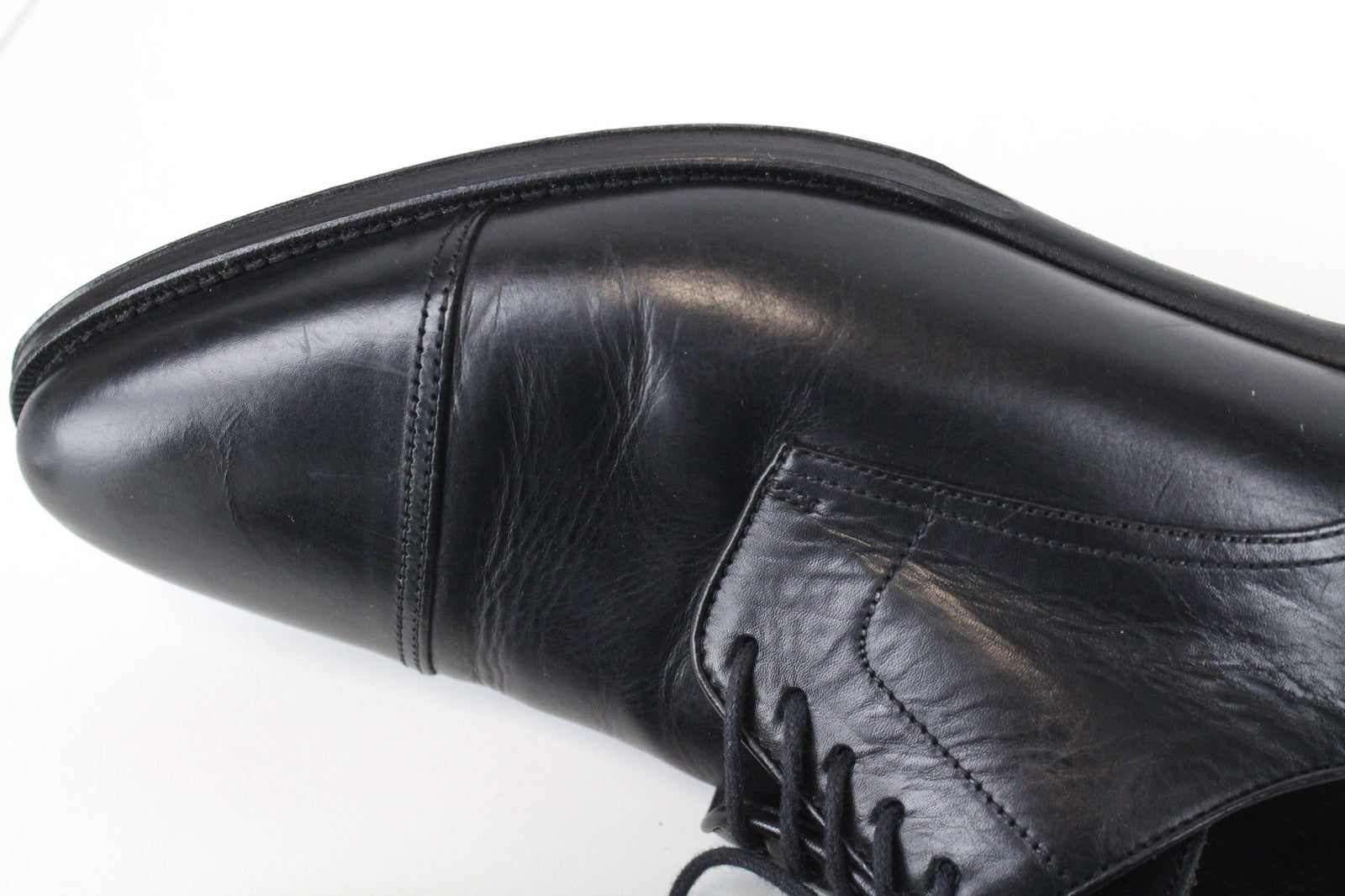 SUITSUPPLY Men's EU39 Black Derby Blake-Stitched Calf Leather Formal Lace-Up