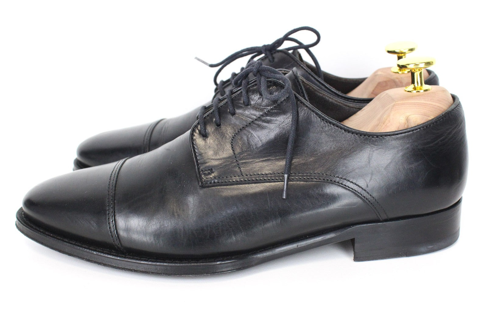 SUITSUPPLY Men's EU39 Black Derby Blake-Stitched Calf Leather Formal Lace-Up